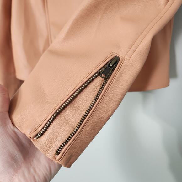 Marie Oliver Maeve Moto Jacket Vegan Leather in Beige Blush, S - Picture 6 of 11